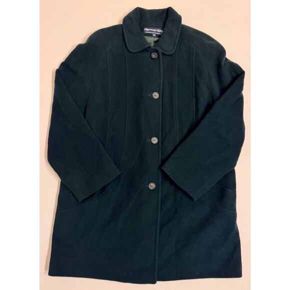 Vintage Women's Herman Kay Wool Blend Pea Coat Green Size 14 - Picture 1 of 5